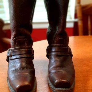Frye belted harness boots